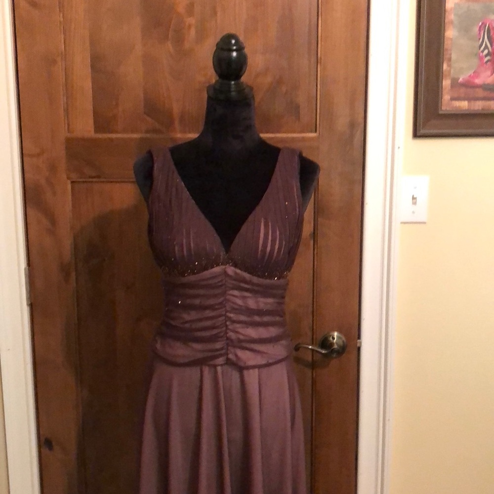 JS BOUTIQUE BROWN WITH PINK LINING  COCKTAIL DRESS